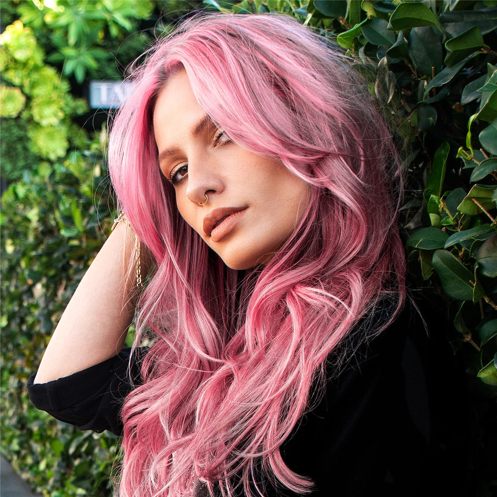 Danger Jones Cheap Date light pink bottle highlights conditioning formula for silky results.