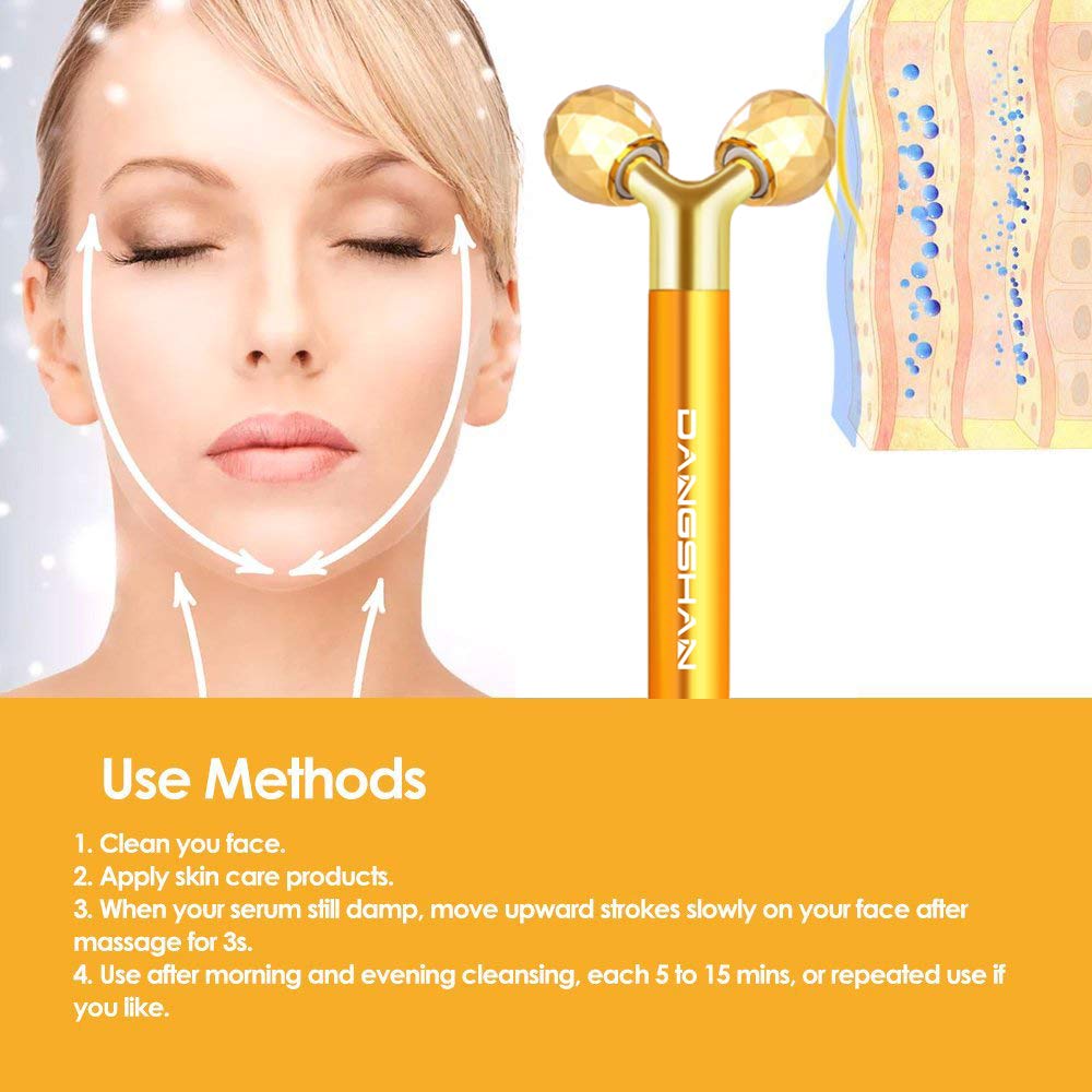 DANGSHAN 24k golden facial massager close-up highlighting luxe finish.