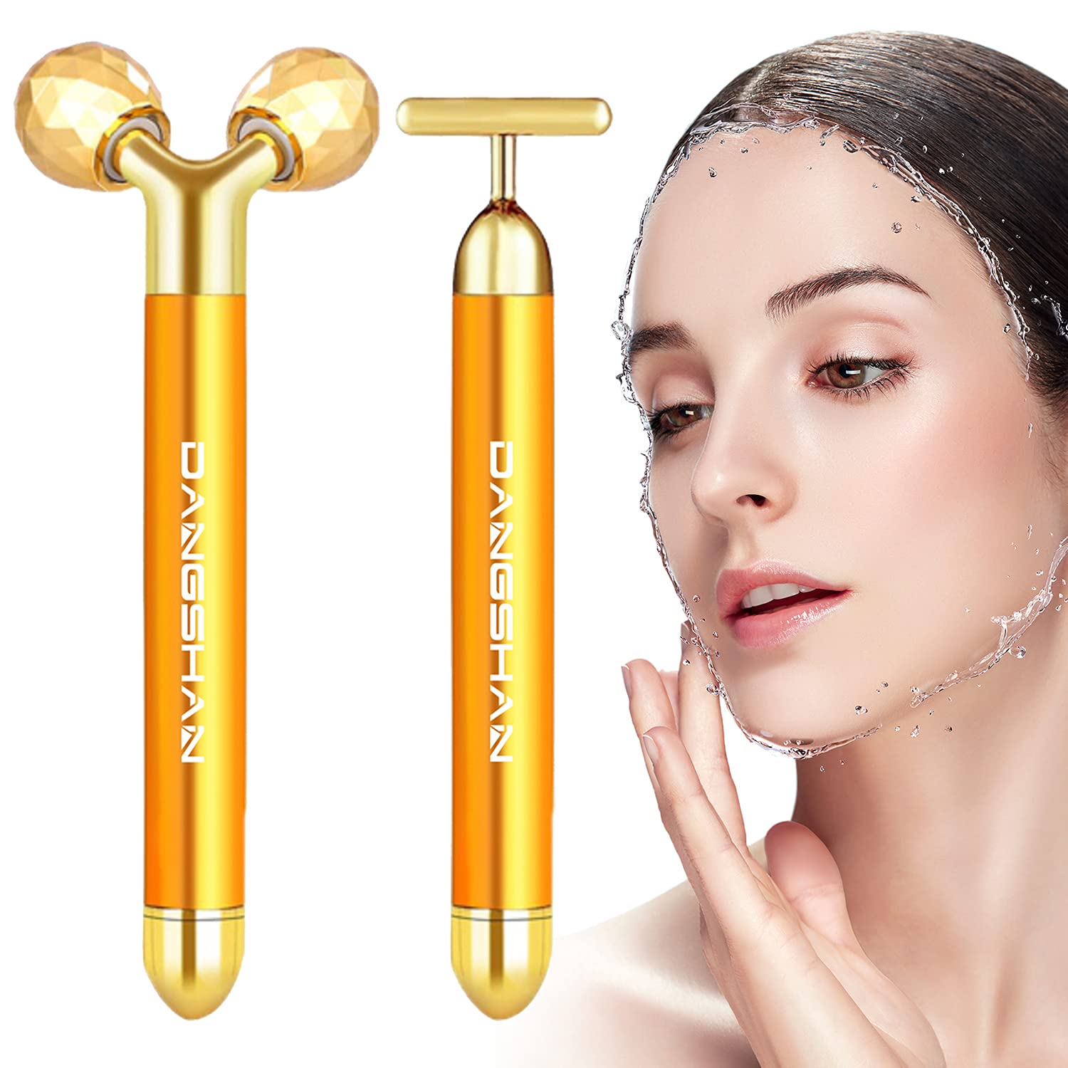 DANGSHAN 2in1 electric face massager with 3D roller for enhanced serum absorption.