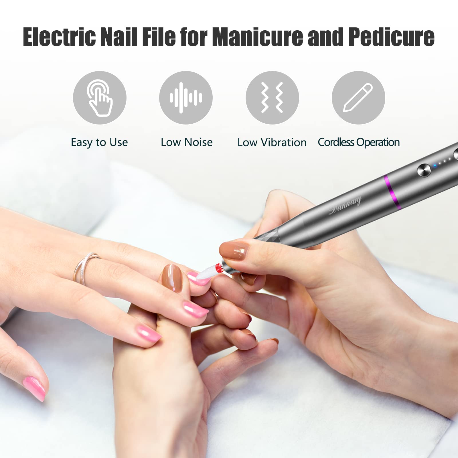 DANNARY nail drill low-noise design with smooth ergonomic metal casing