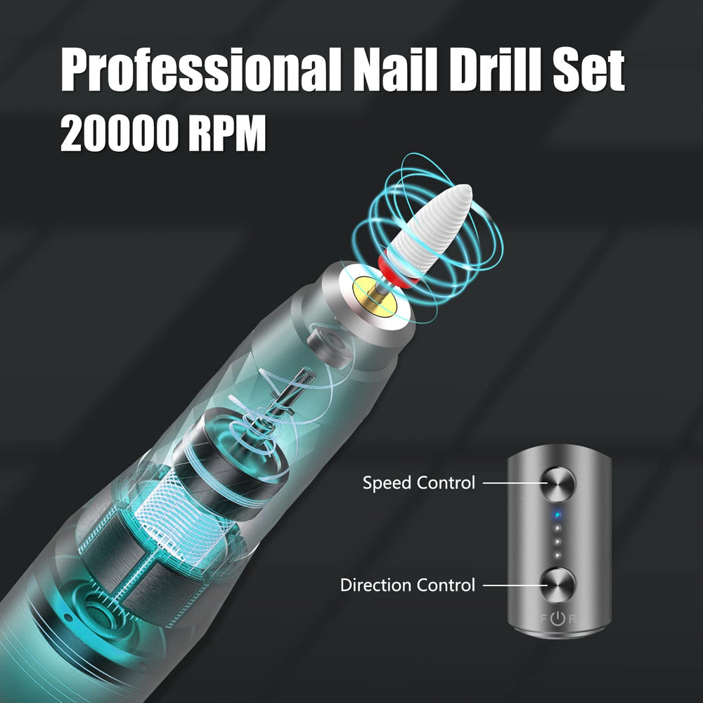DANNARY rechargeable nail drill with forward/reverse and two-button operation