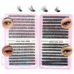 DAODER cluster lashes package offers 640-piece supply for long-lasting styling.