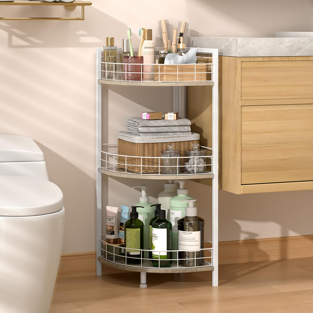 DAOUTIME bathroom shelf 3-tier open design for easy cosmetics organization.
