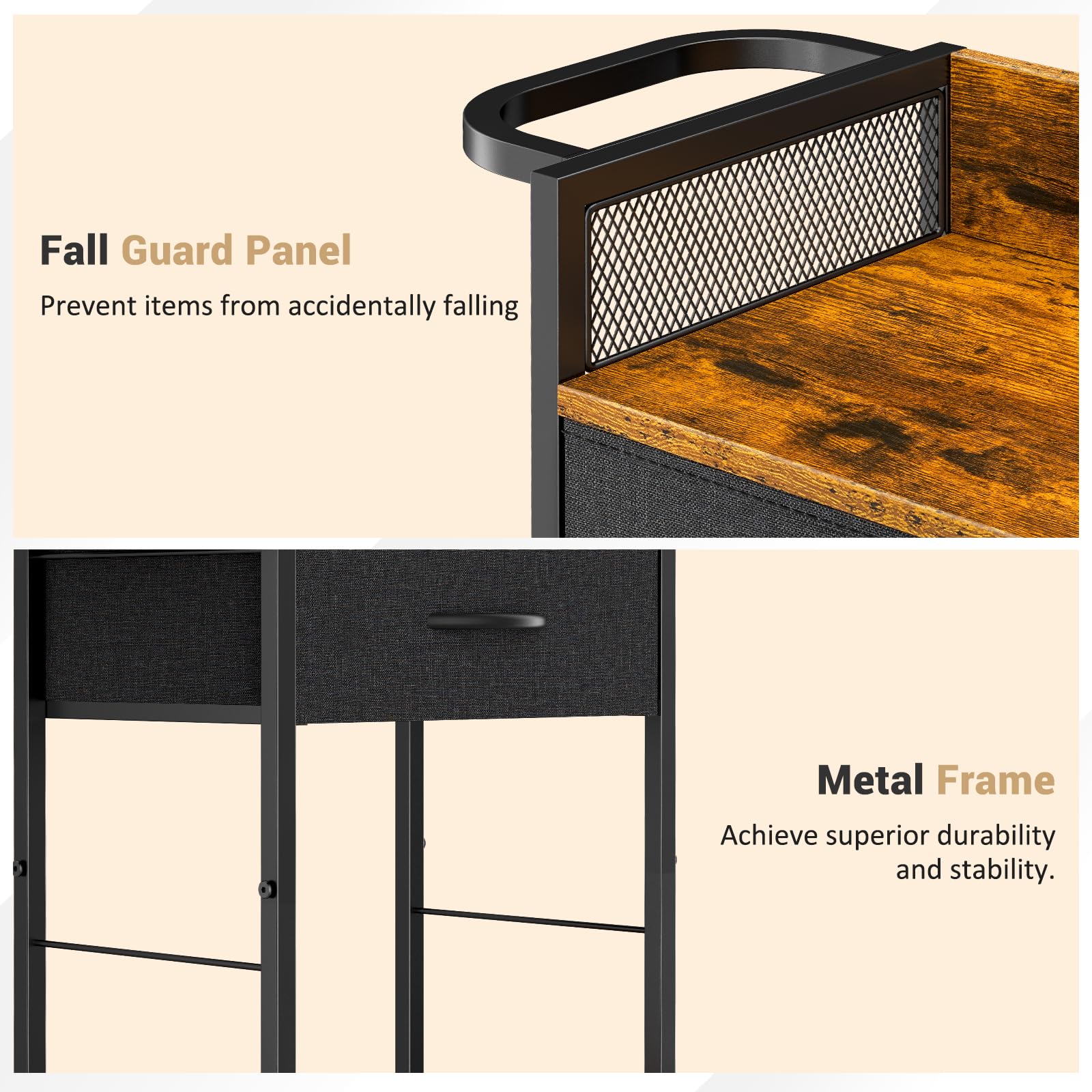 DAOUTIME salon trolley cart black finish supports durable daily use.