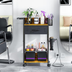 DAOUTIME salon trolley cart drawer-open view emphasizes organized tool storage for quick access.