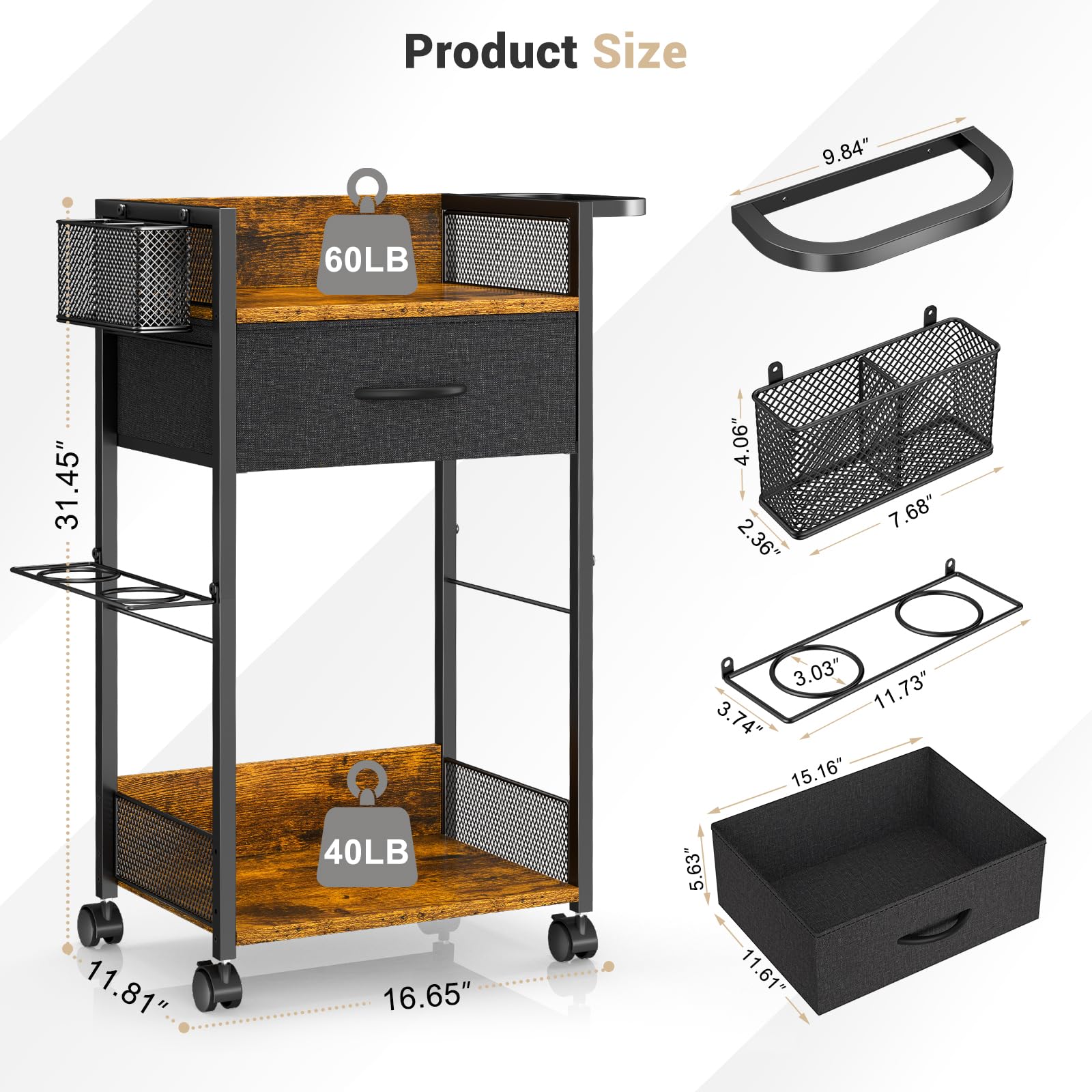 DAOUTIME salon trolley cart metal tool holder showcases heat-resistant storage for hot tools.