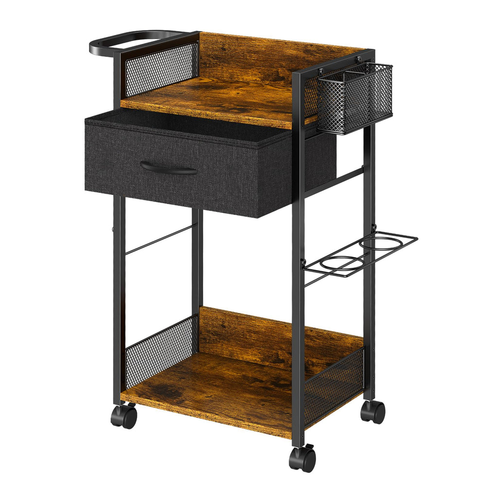 DAOUTIME salon trolley cart side view highlighting mobile workflow and sturdy steel construction.