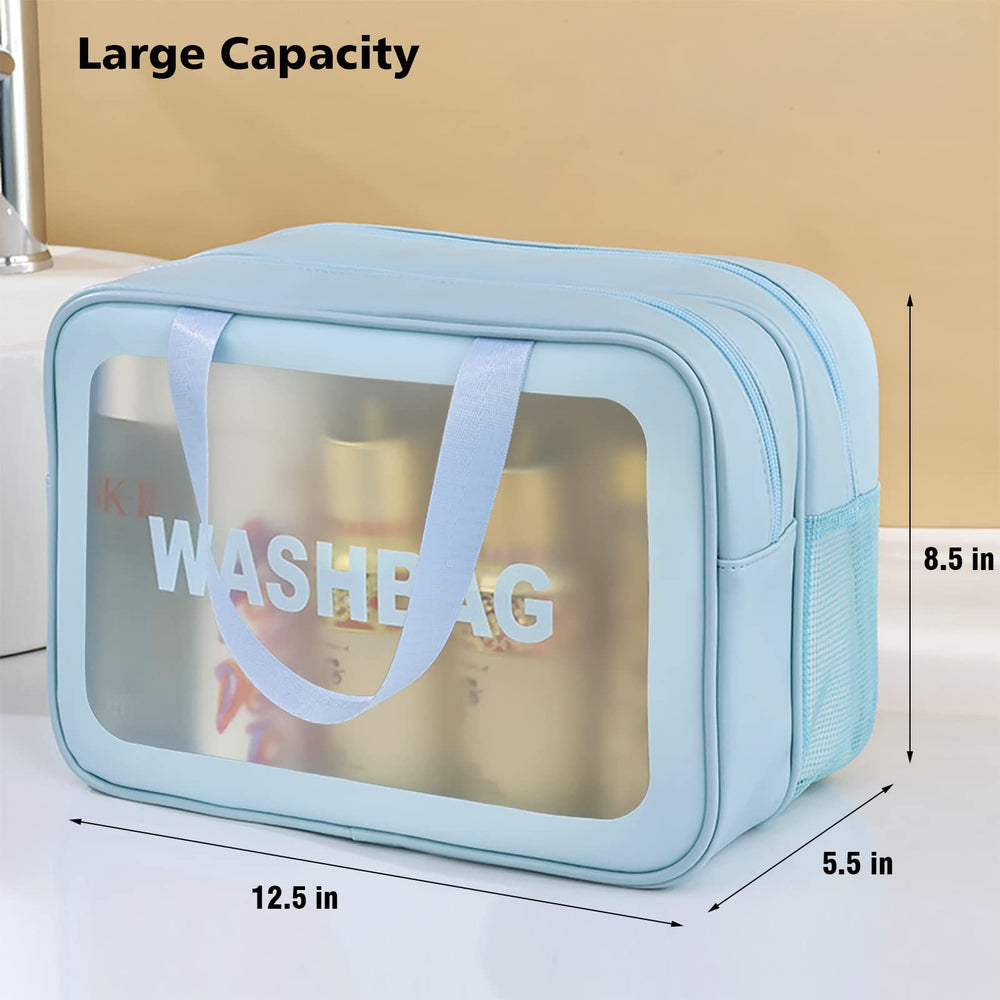 DAPOWER bolsa de aseo azul XL, material PVC impermeable protege contra derrames.