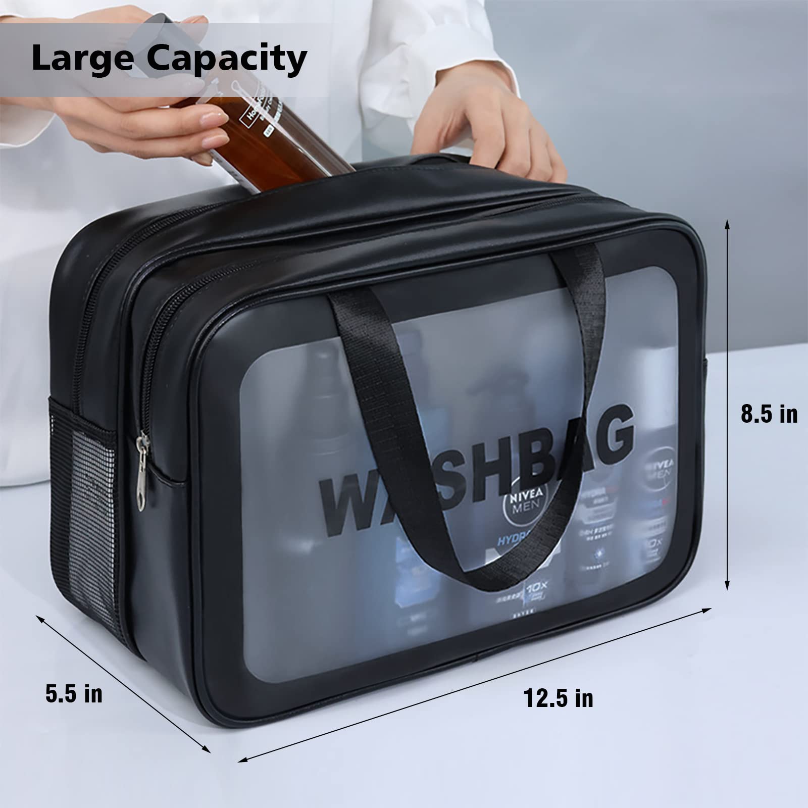 DAPOWER bag with double compartments separates towels from other items for neat storage.