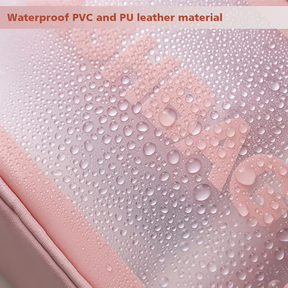 DAPOWER travel toiletry bag pink-xl handle strap offers convenient carrying and hanging.