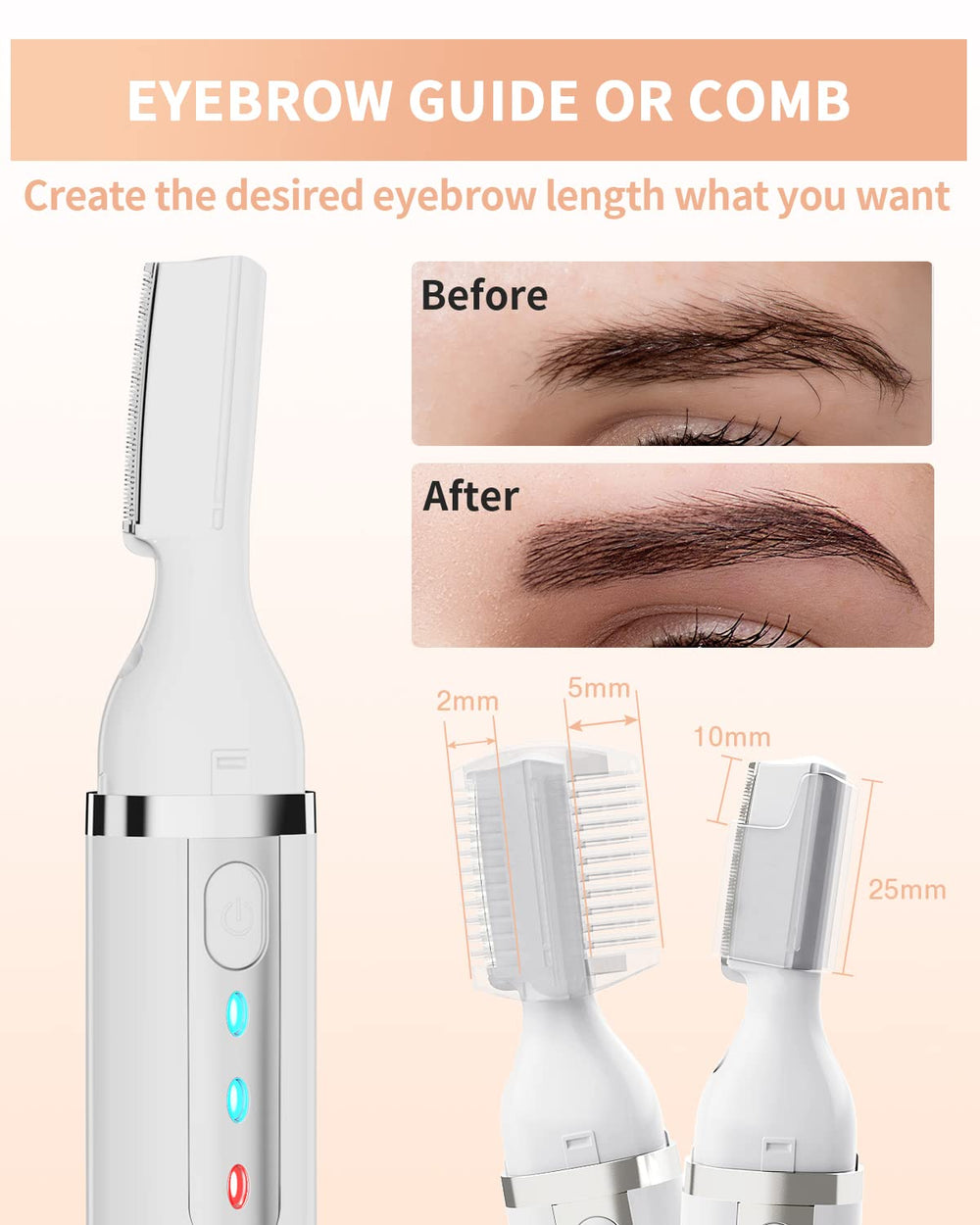 Dapsang eyebrow trimmer double comb for length control and shaping.