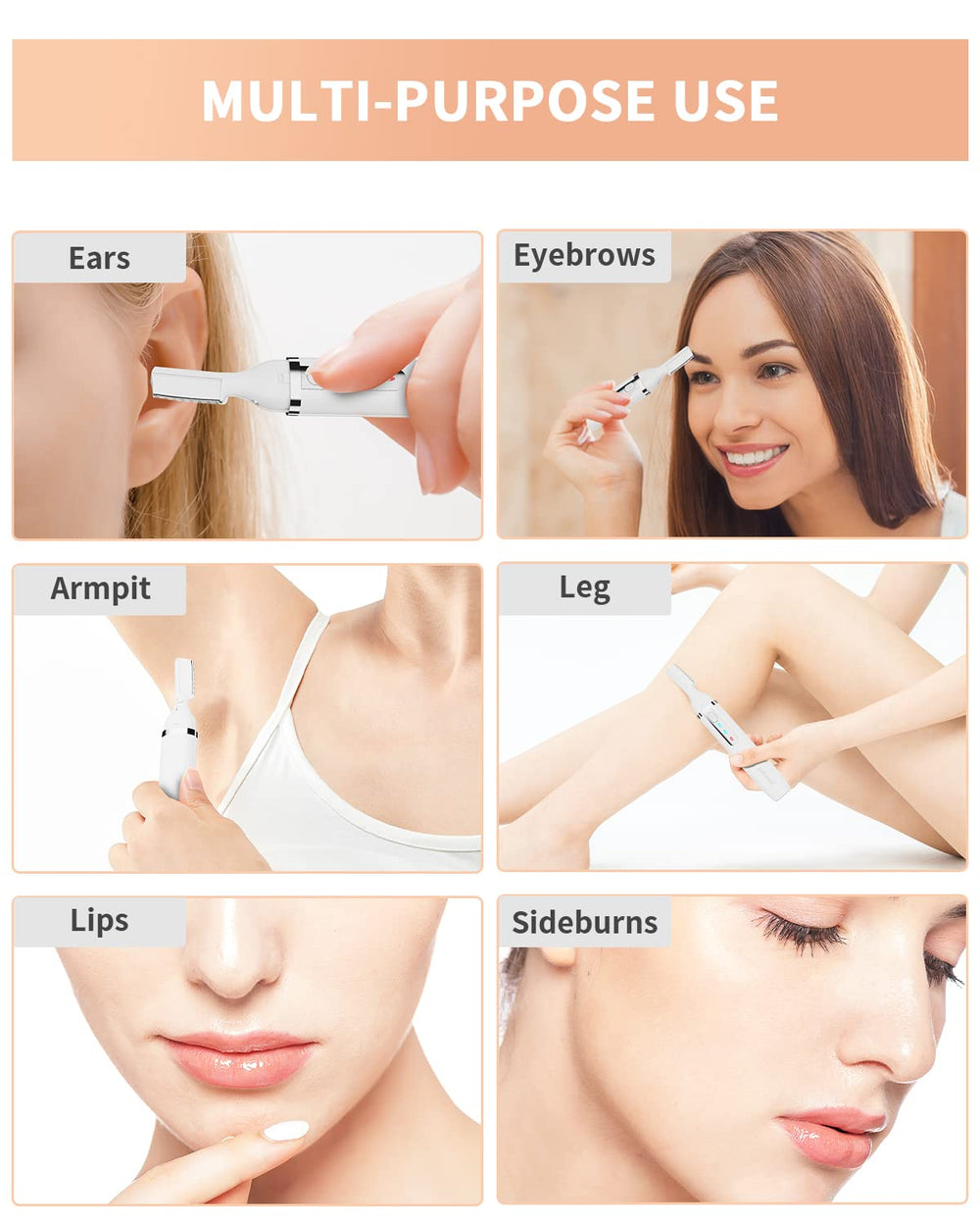 Dapsang eyebrow trimmer precision head for brows, ears, and lips.