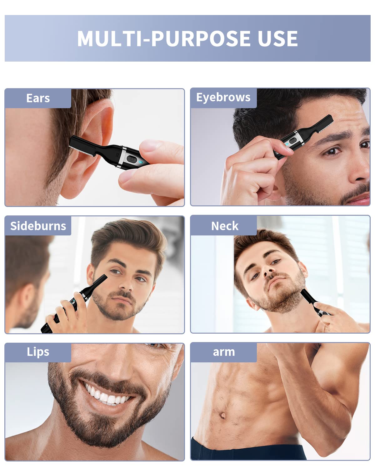 Dapsang Eyebrow Trimmer rechargeable USB for cordless use.