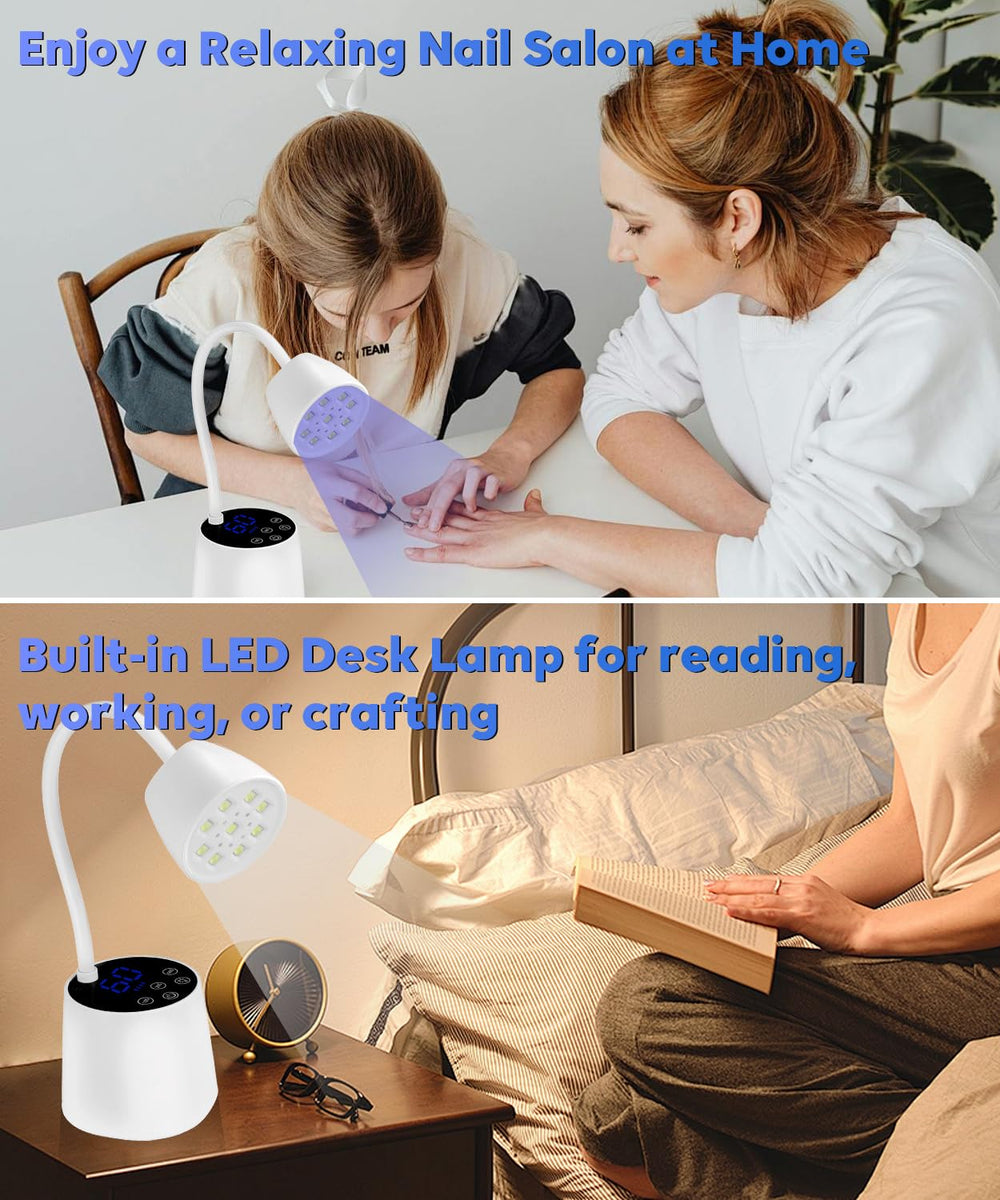 DAQVQ UV LED nail lamp cordless USB enables on-the-go gel drying.