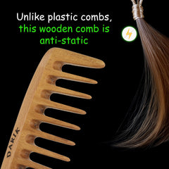 Darık Profesyonel Ahşap comb for wet or dry hair, even product distribution.