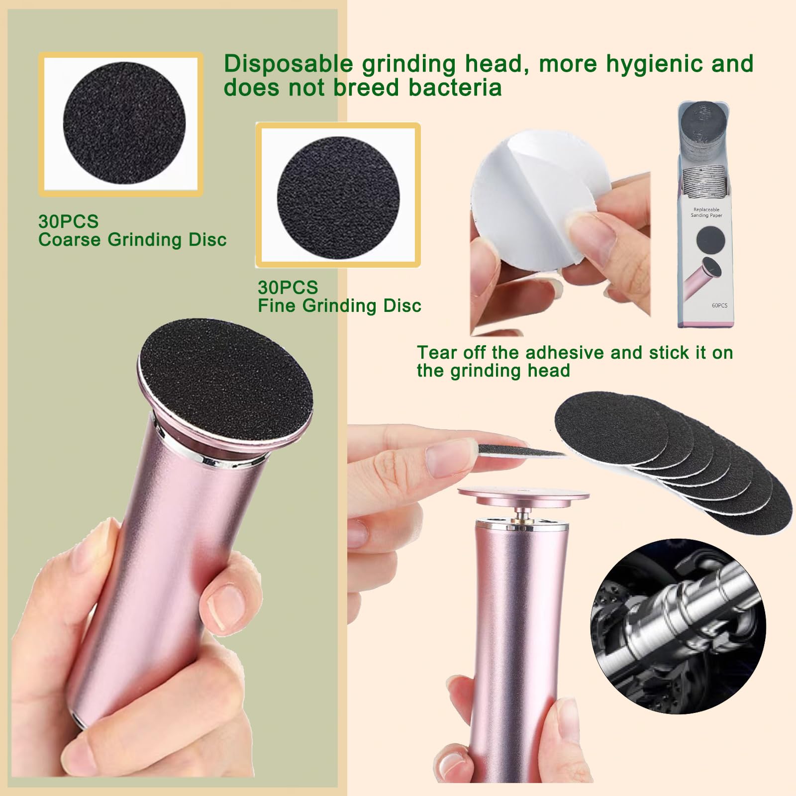 Darmave Pedicure Wand with sanding pads side view for hygienic care