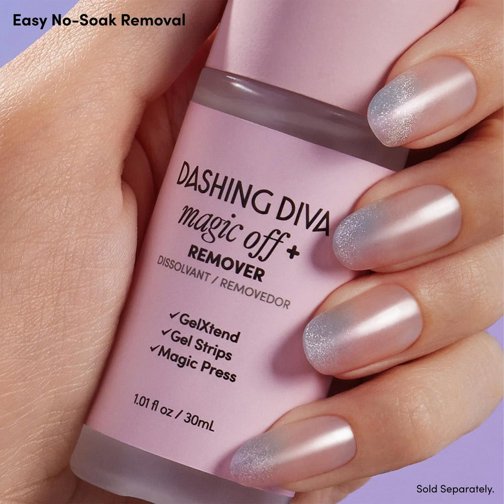 Dashing Diva Glaze Ballerina Blush long-lasting gloss and color impact on fingertips.