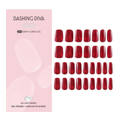 Dashing Diva Glaze Ruby Red Apple strips close-up shows rich color for lasting manicure.