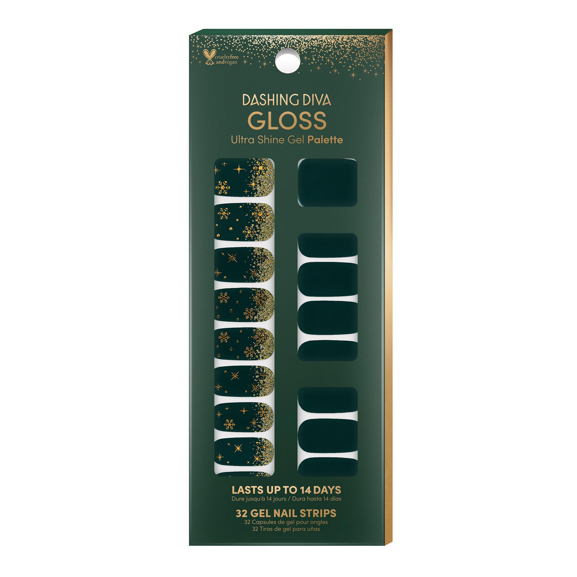 Dashing Diva Gloss nail strips forest green deck the halls offer a long-lasting finish.