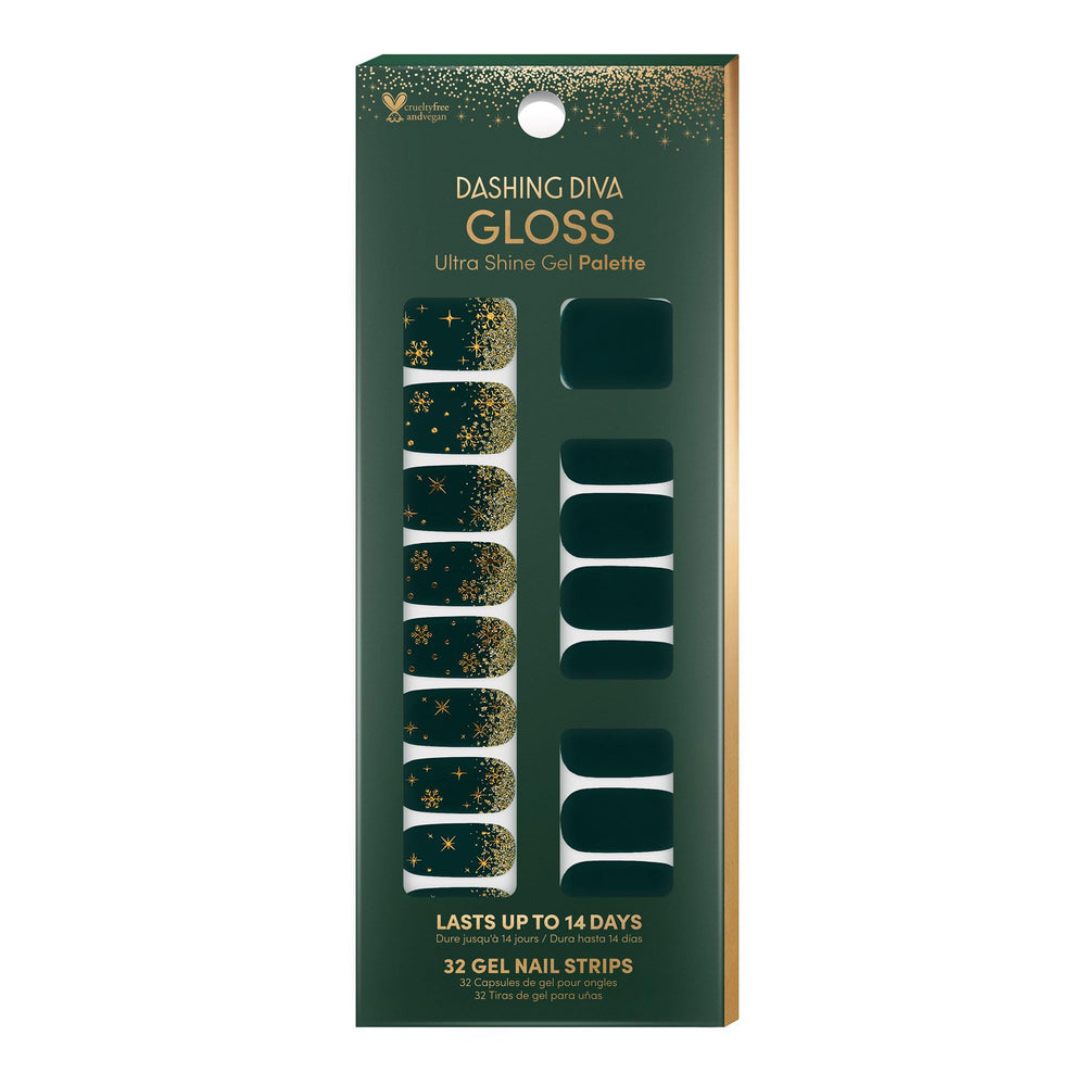 Dashing Diva Gloss nail strips forest green deck the halls offer a long-lasting finish.