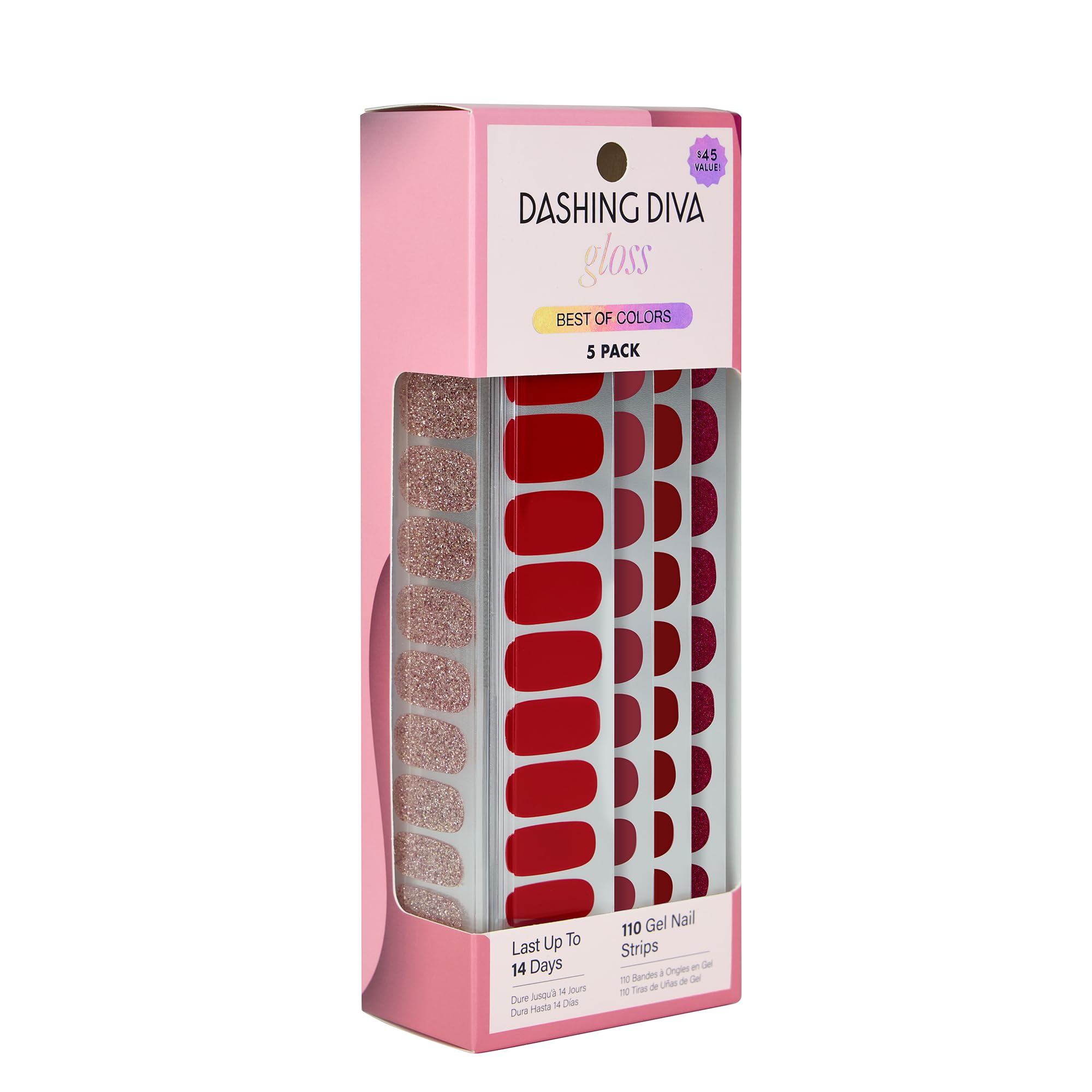 Dashing Diva Gloss Nail Strips kit front view showing glossy color ready to apply