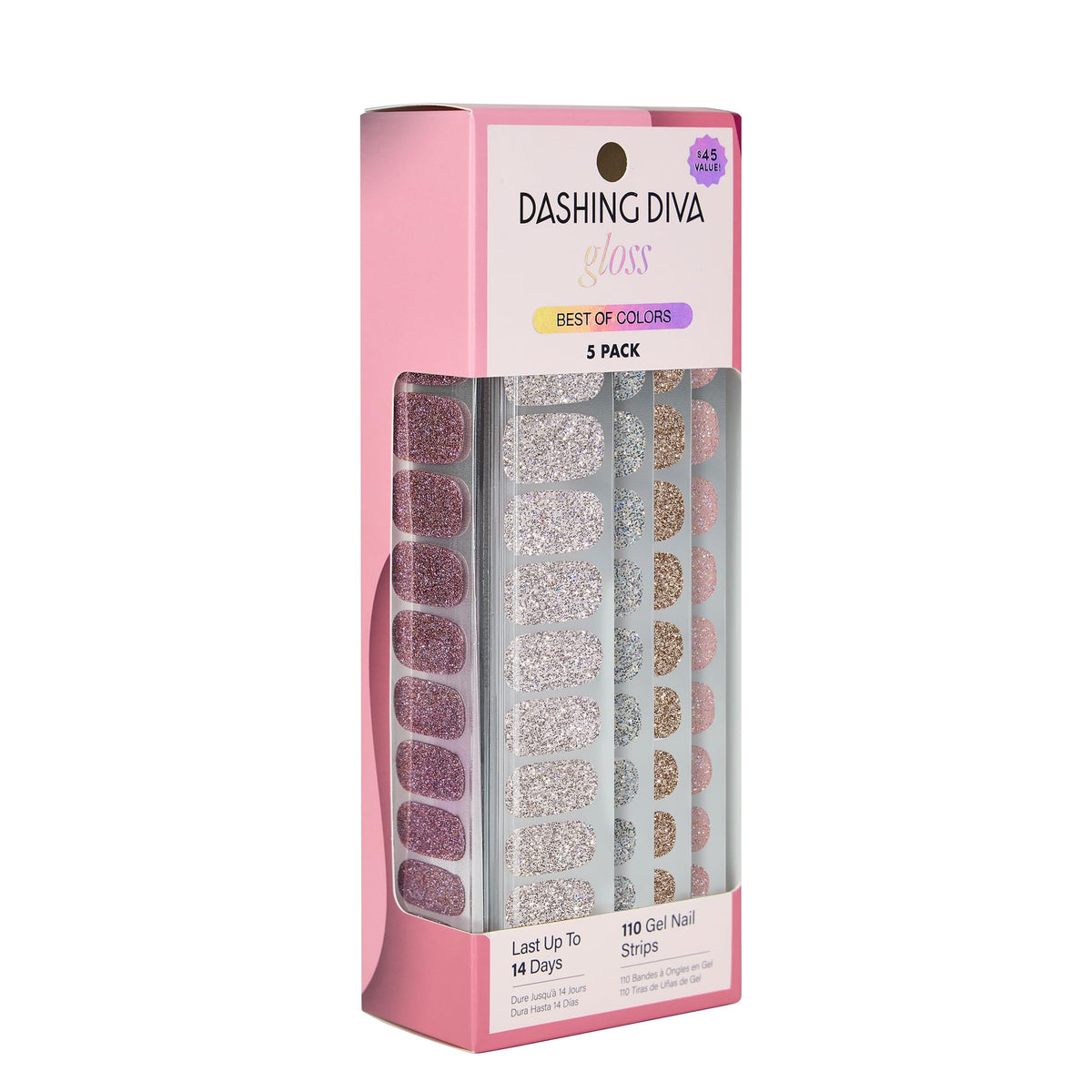 Dashing Diva Gloss Nail Strips kit package for easy at home gel manicure convenience