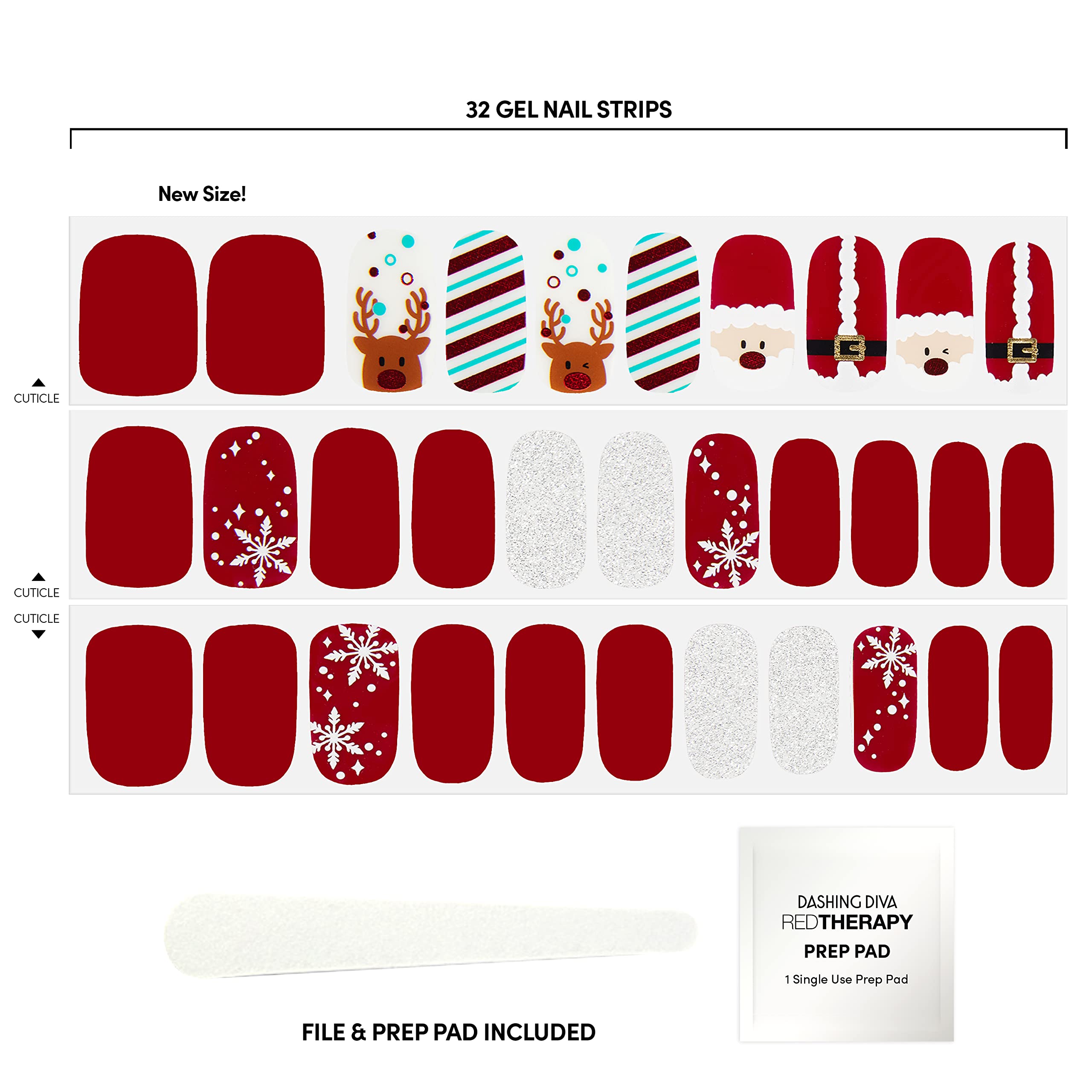 Dashing Diva Santa's Helper close-up design highlights red and white reindeer accents