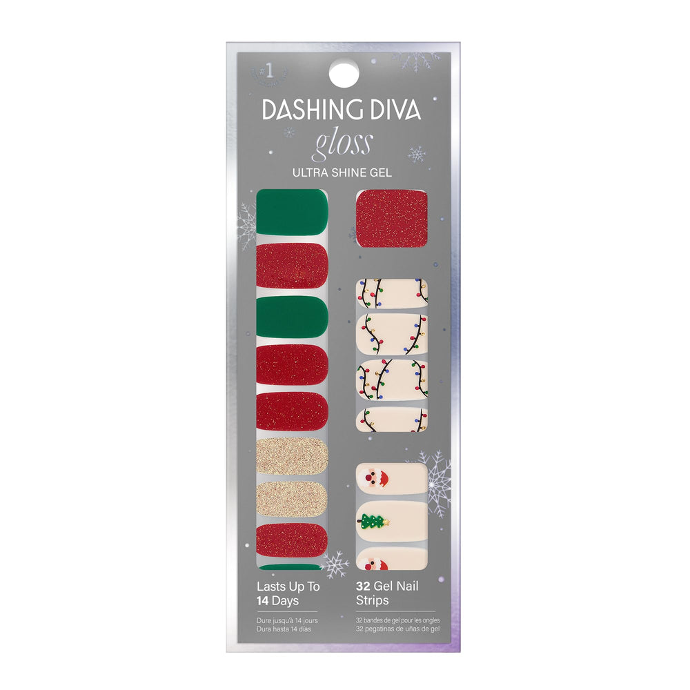 Dashing Diva Gloss Santa Baby front view, quick chic manicure with glossy gel finish.
