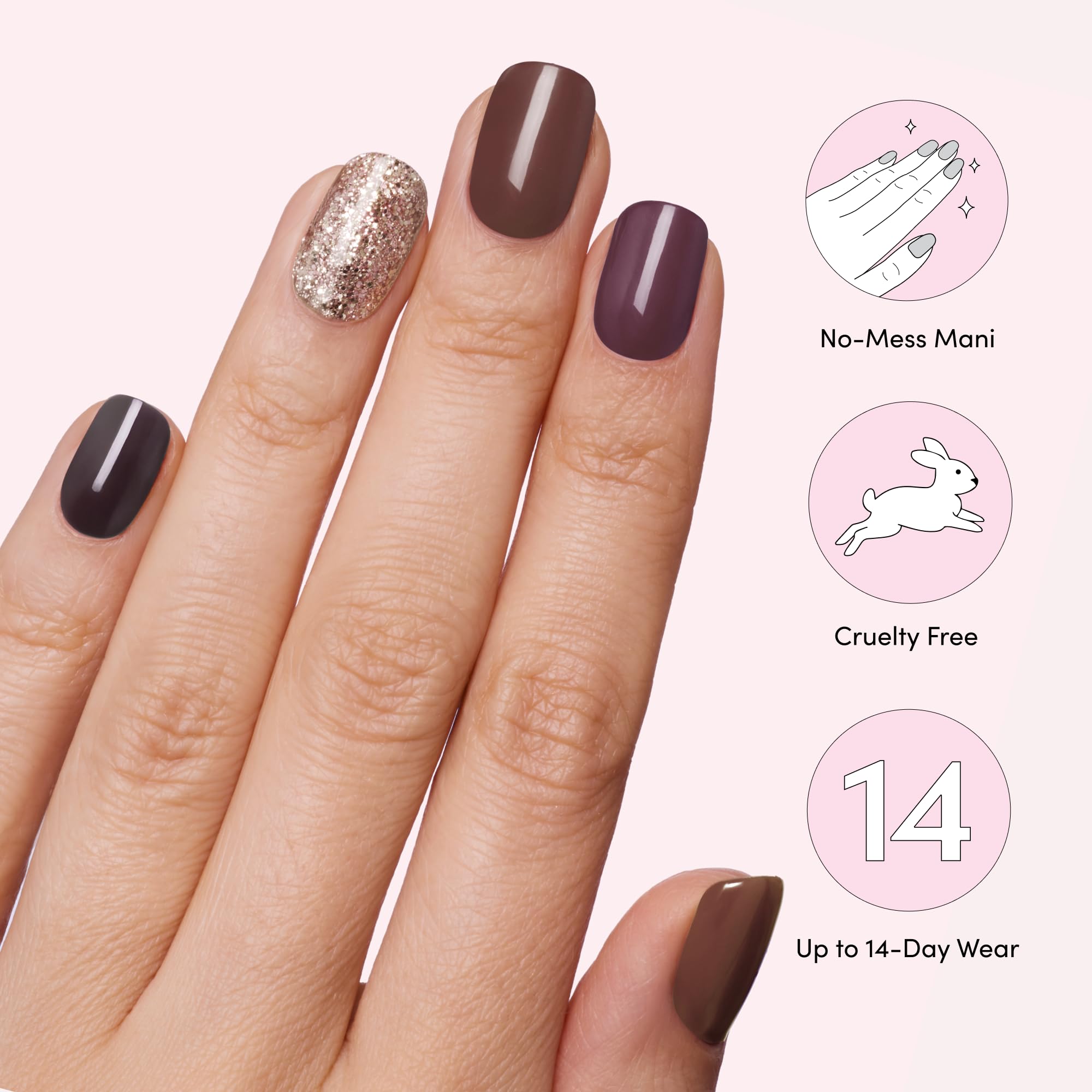 Dashing Diva UV-free gel strips close-up emphasizes no lamp needed.