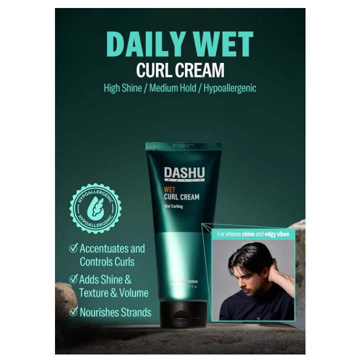 DASHU Daily Curl Cream wet-styles scene highlights defined curls.