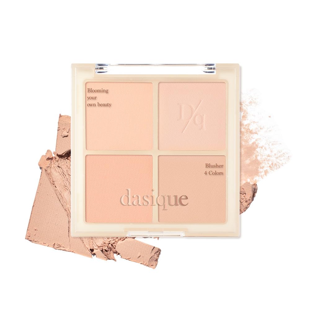 Dasique Blending Mood Cheek 01 warm blending palette open, four natural tones for warm skin.