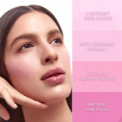 Dasique Blending Mood Cheek Berry Smoothie swatches show light-to-deep berry tones for customizable looks.