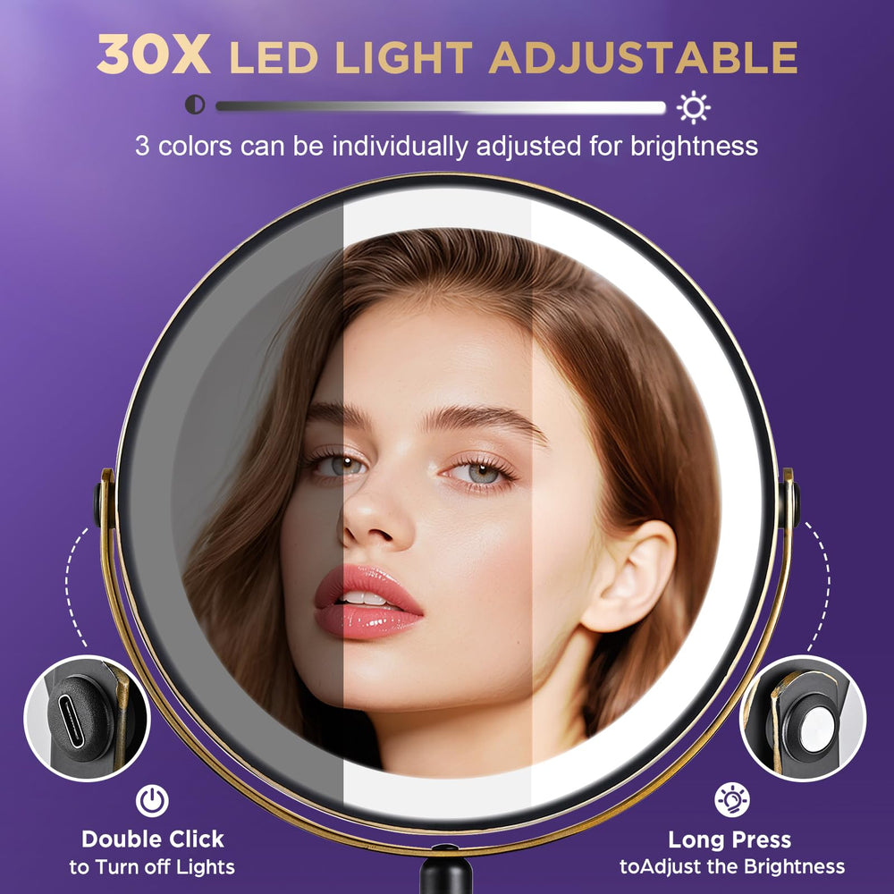 DASLAVA 30x magnifying mirror-360 rotation base allows easy angle adjustment