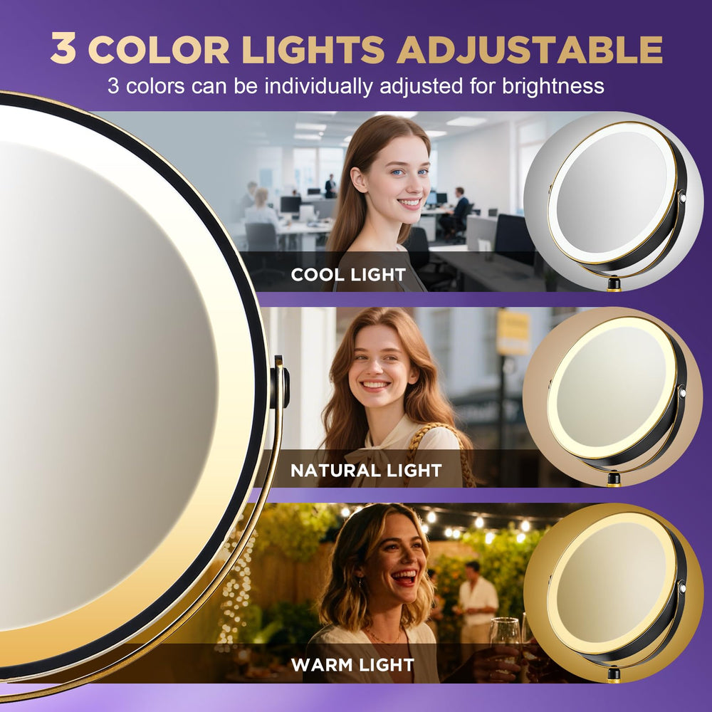 DASLAVA 30x magnifying mirror gold-trim detail highlights artisanal craftsmanship and premium style
