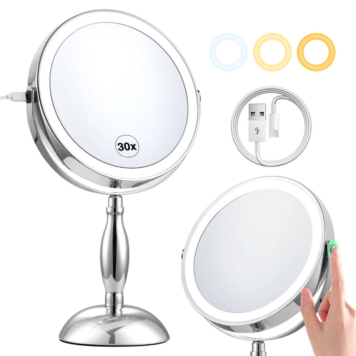 DASLAVA 30x magnifying mirror close-up for precise detailing and eyelash work