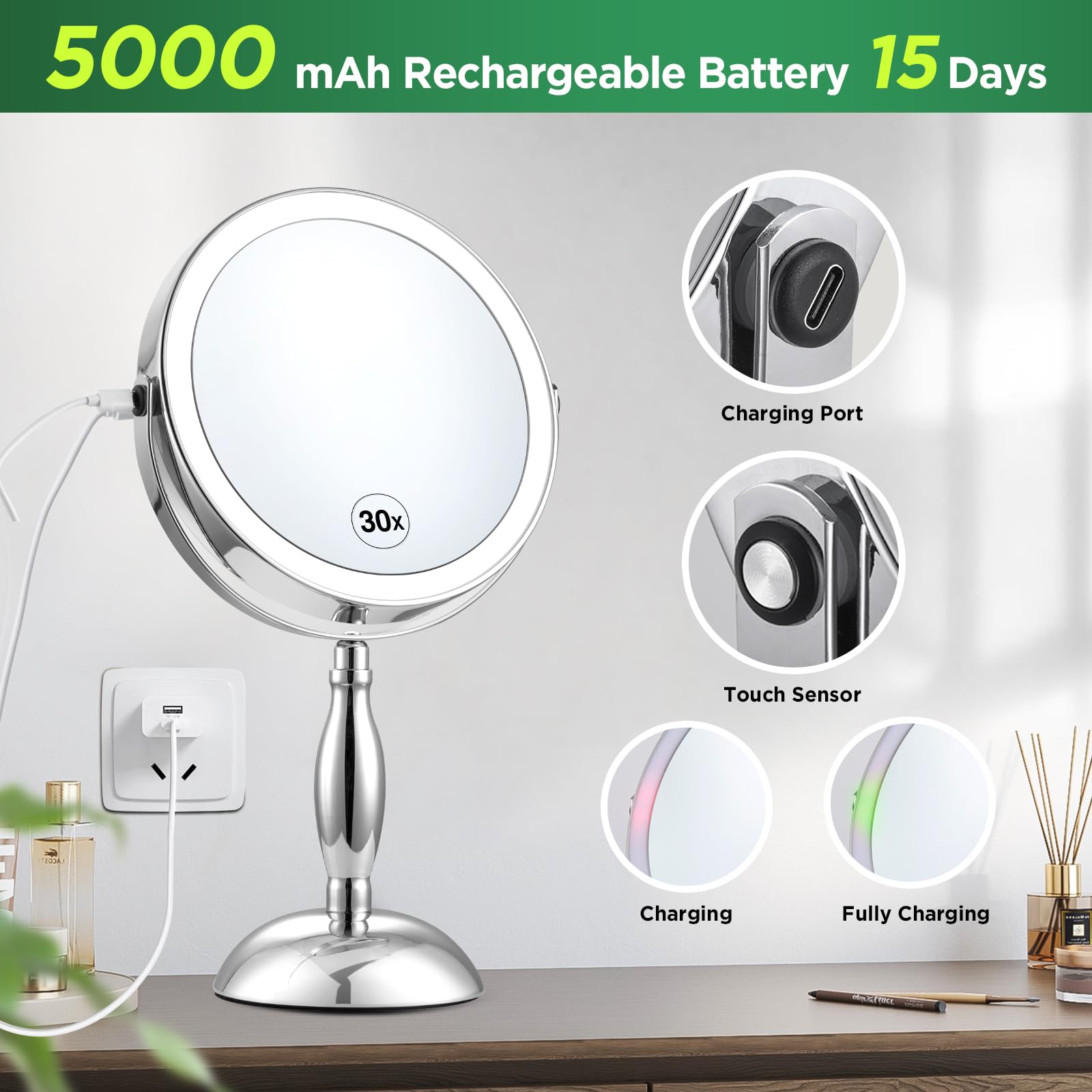 DASLAVA anti-slip base keeps the mirror stable in damp bathrooms