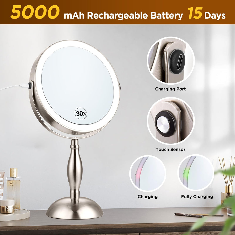 DASLAVA makeup mirror side touch control keeps surface clean