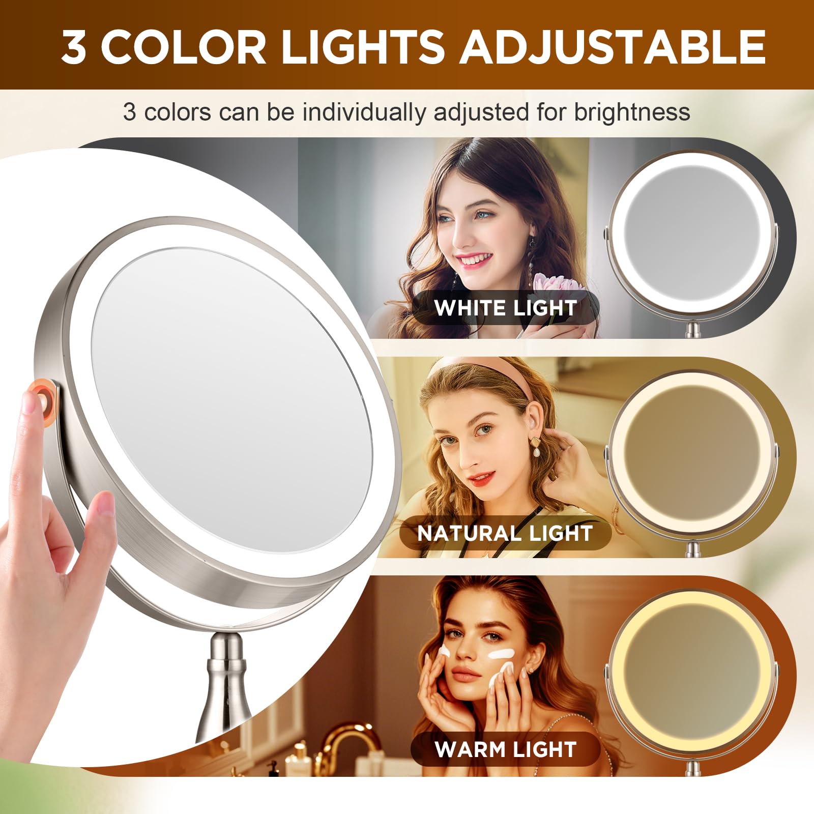 DASLAVA makeup mirror USB-C charging for convenient power