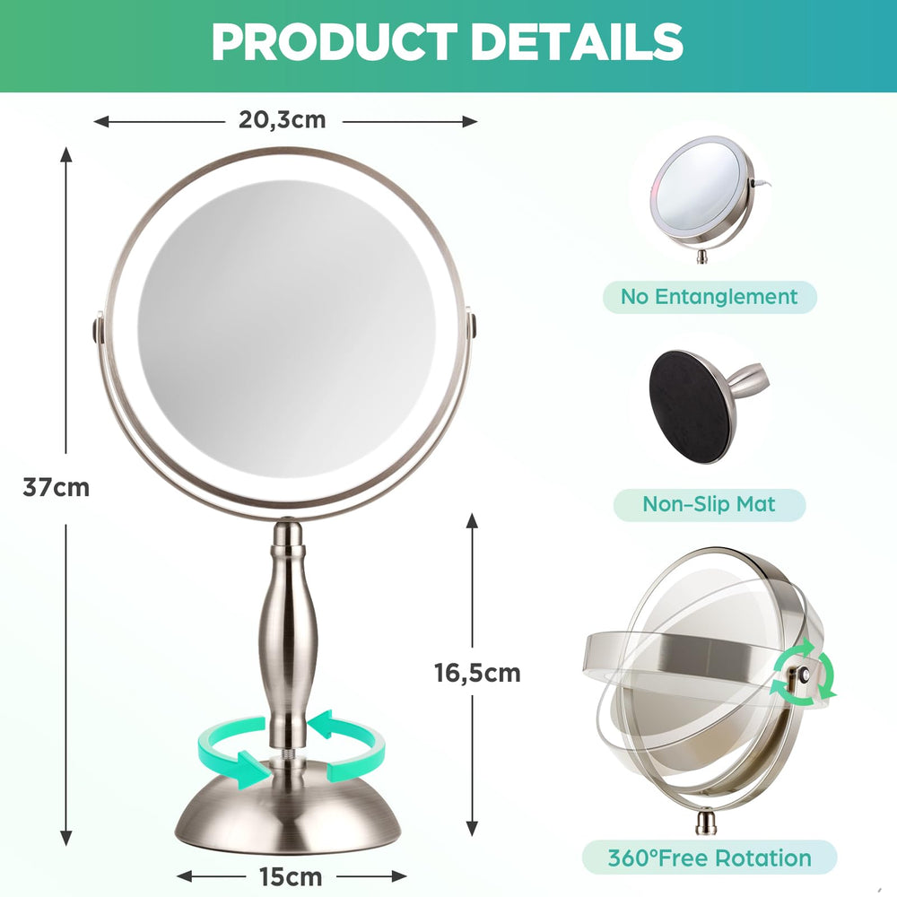 DASLAVA mirror with hidden side charging port enables on-the-go grooming