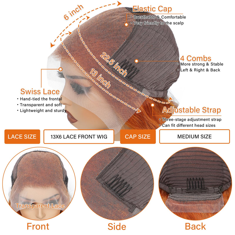 Daules ginger body-wave hair close-up showing soft texture and natural shine.