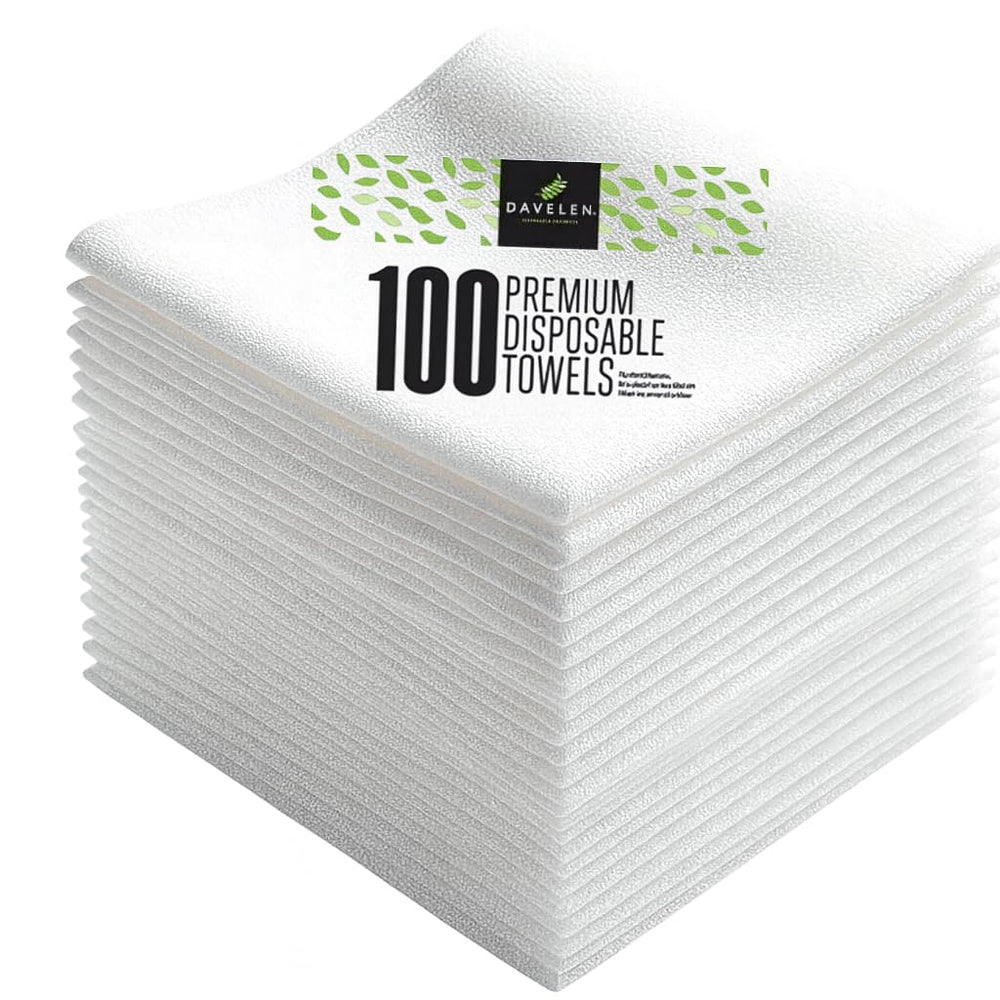DAVELEN disposable large luxury towels rolled for plush guest comfort in spa and salon.