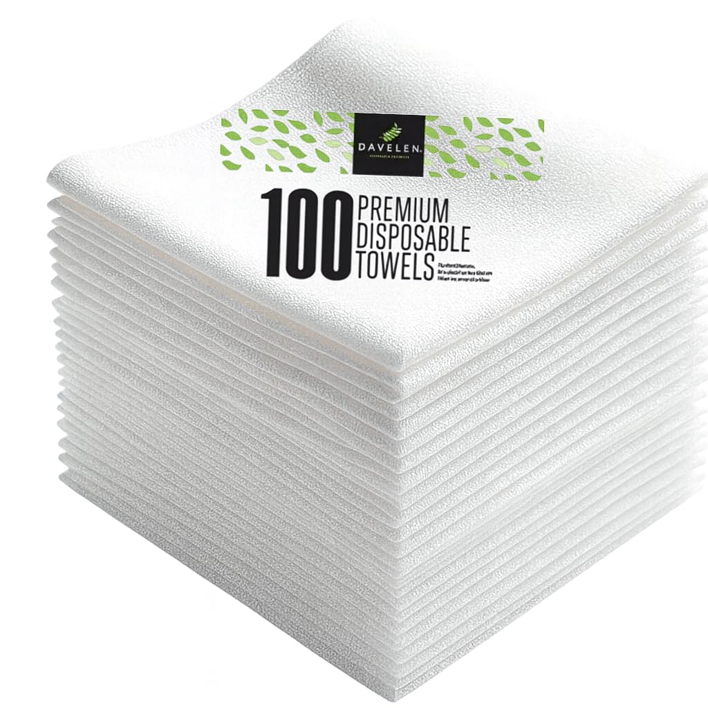 DAVELEN disposable large luxury towels rolled for plush guest comfort in spa and salon.