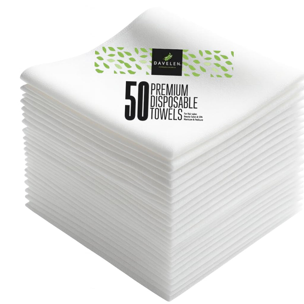 DAVELEN disposable large towels 50-count pack on display for spa use