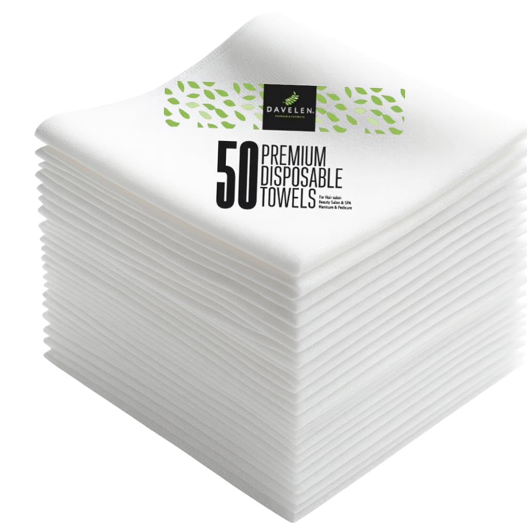 DAVELEN disposable large towels 50-count pack on display for spa use