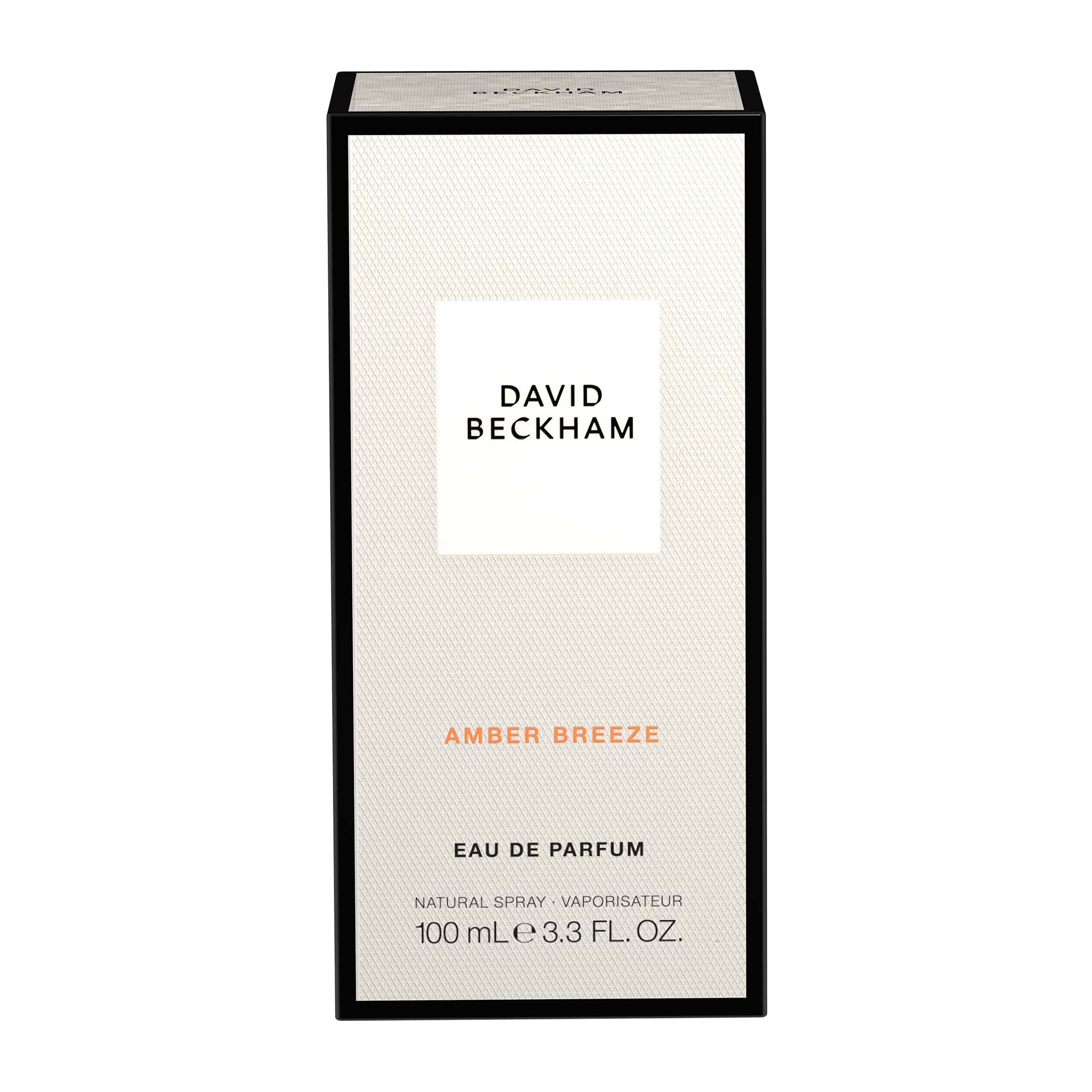 David Beckham Amber Breeze packaging shot, premium gift-ready presentation.