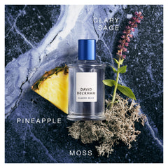 David Beckham Classic Blue label-closeup highlights premium branding and versatile scent