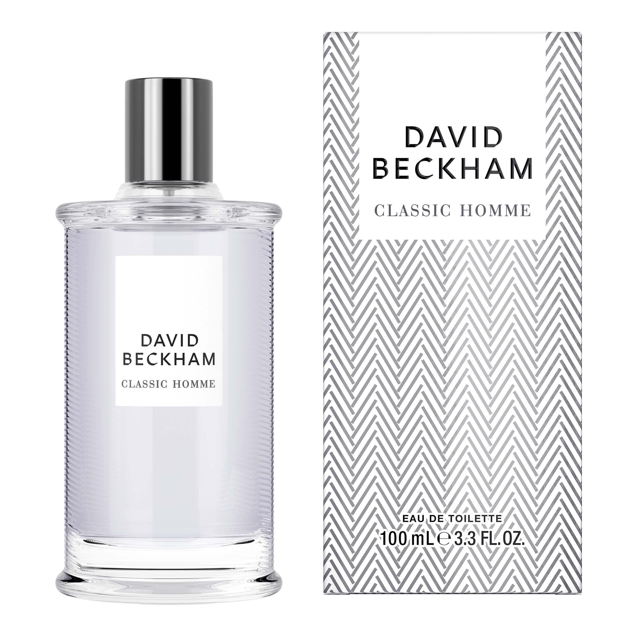 David Beckham Classic Homme EDT spray action for on-the-go fragrance.