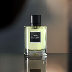 David Beckham Instinct spray dispense—easy application at pulse points for long-lasting aura.