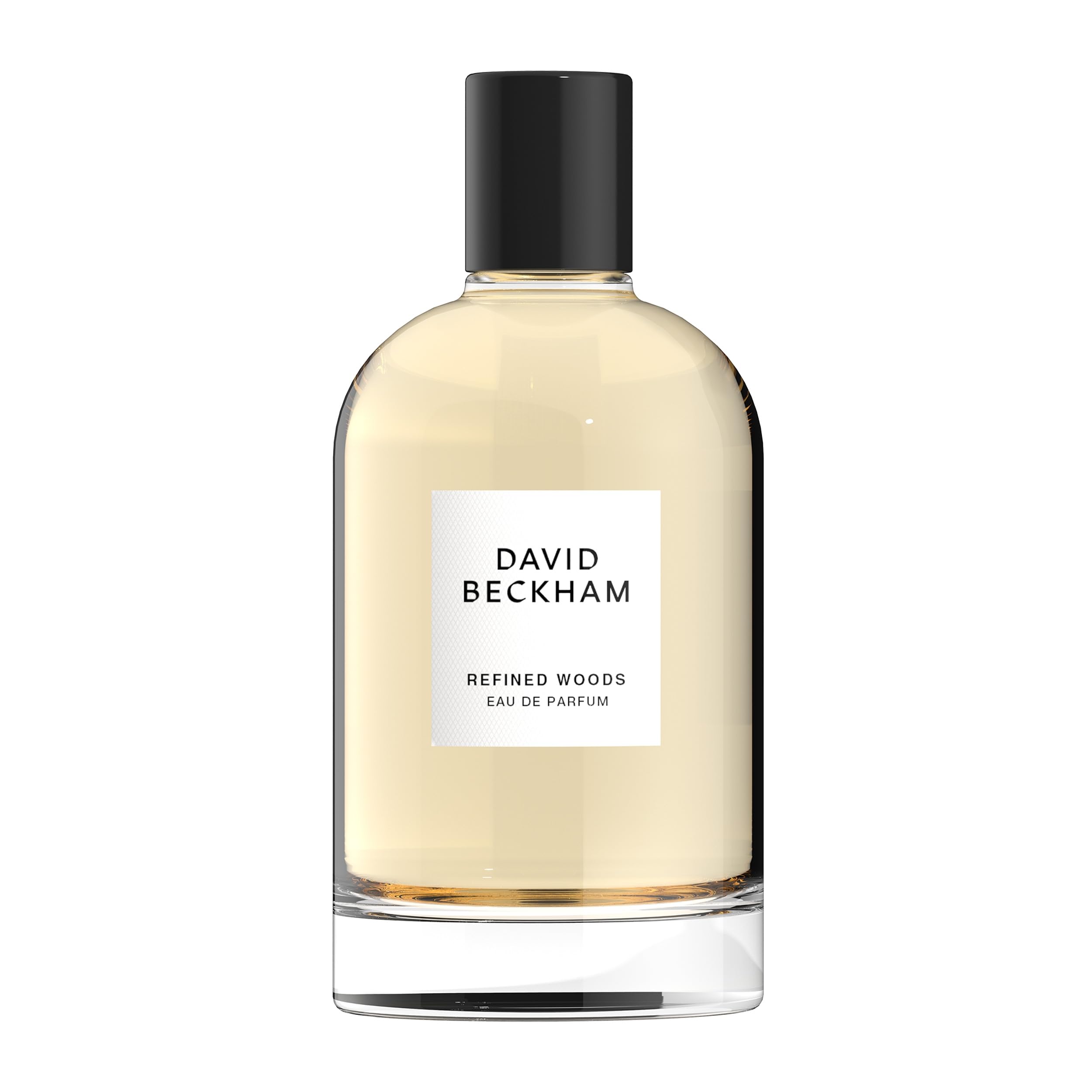 David Beckham Refined Woods bottle close-up, long-lasting masculine fragrance for daily wear.