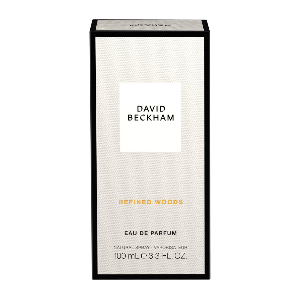 David Beckham Refined Woods cardamom note close-up conveying spicy-herbal opening.